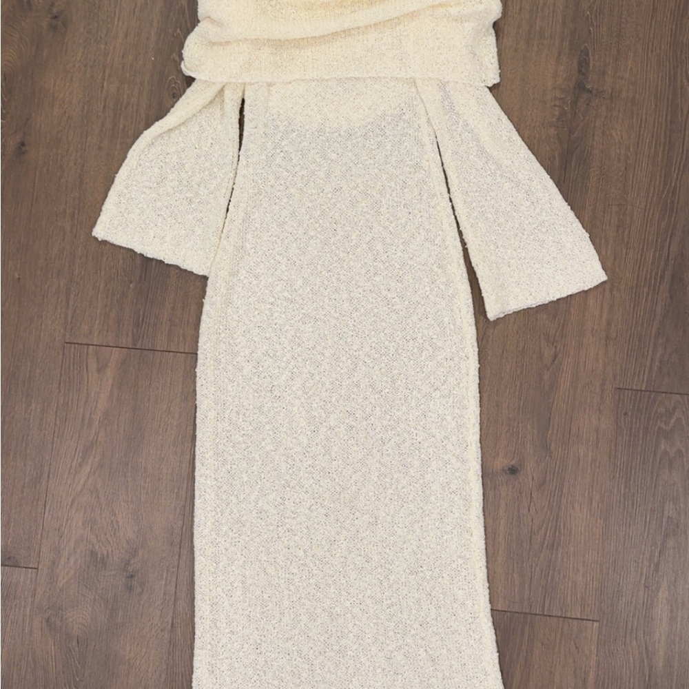 Meshki Marisol Off Shoulder Boucle Maxi Dress